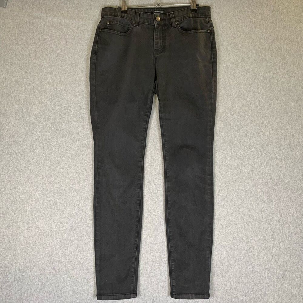 Eileen Fisher skinny jeans womens 8 black minimalist organic cotton